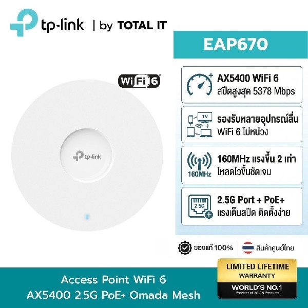 TP-LINK EAP670 AX5400 INDOOR Ceiling Mount WiFi 6 Access Point - Image 3