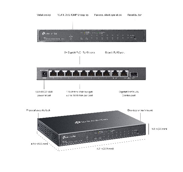 TP-LINK ES210GMP Omada 10-Port Gigabit Easy Managed Switch with 8-Port PoE - Image 3