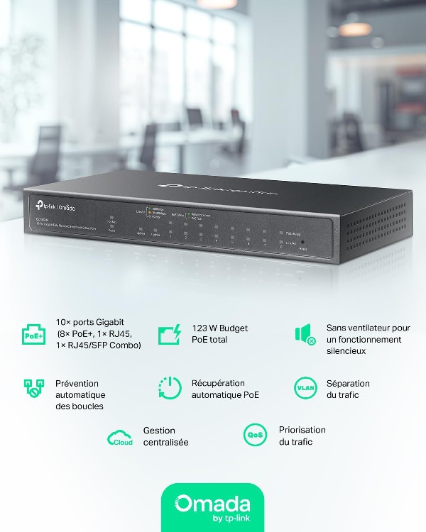 TP-LINK ES210GMP Omada 10-Port Gigabit Easy Managed Switch with 8-Port PoE - Image 4