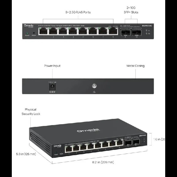 TP-LINK ES210X-M2 Omada 8-Port 2.5G Easy Managed Switch with 2 10GE SFP+ Slots - Image 4