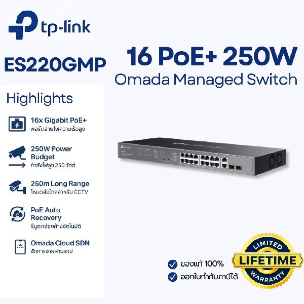 TP-LINK ES220GMP Omada  20-Port Gigabit Easy Managed Switch - Image 3