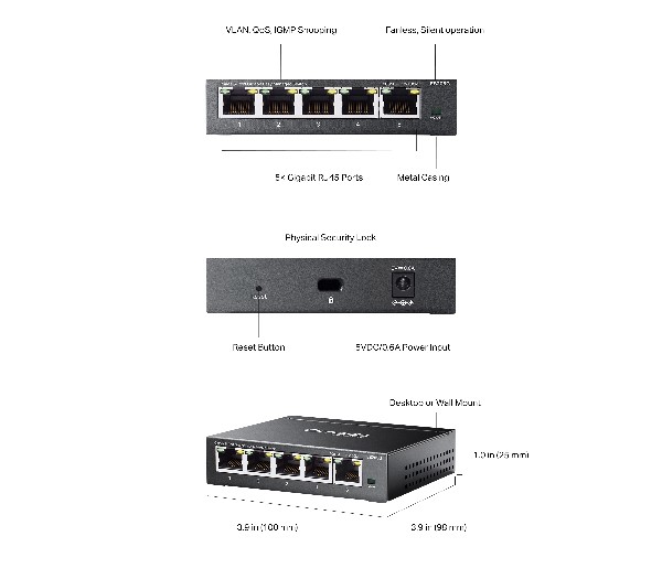 TP-LINK ES205G Omada 5-Port Gigabit Easy Managed Switch - Image 3