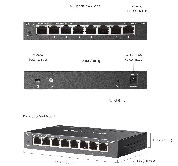 TP-LINK ES208G Omada 8-Port Gigabit Easy Managed Switch - Image 4